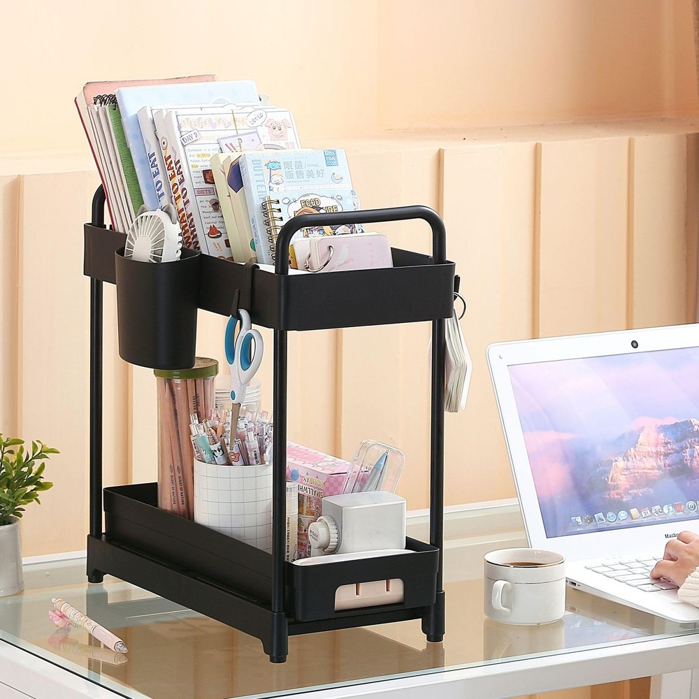 2 Pack Double-Layer Under Sink Organizer for Efficiently Utilizing Space, Hig...