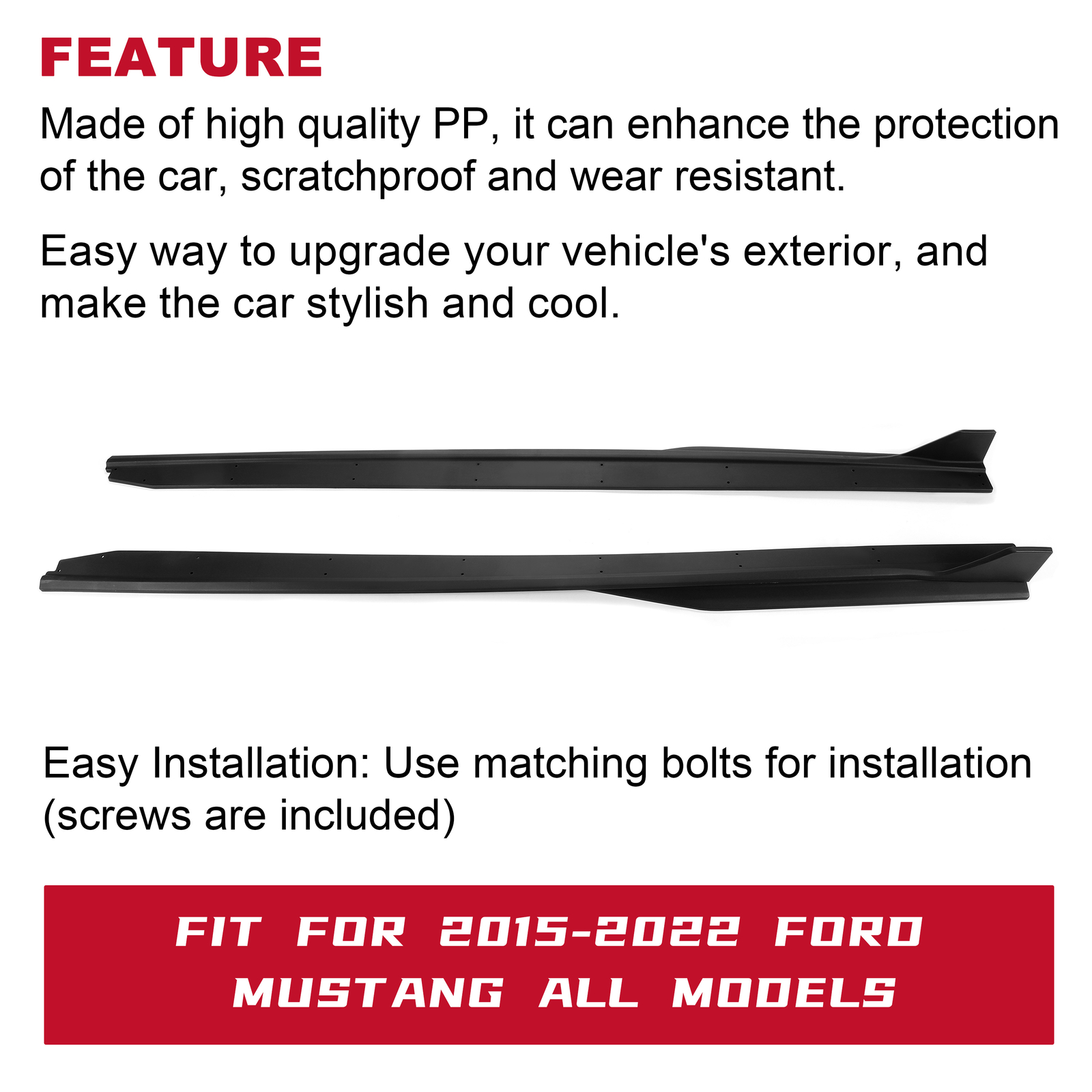 NEW Side Skirt Extension Splitter W/ Winglet GT500 Style For 15-22 Ford Mustang