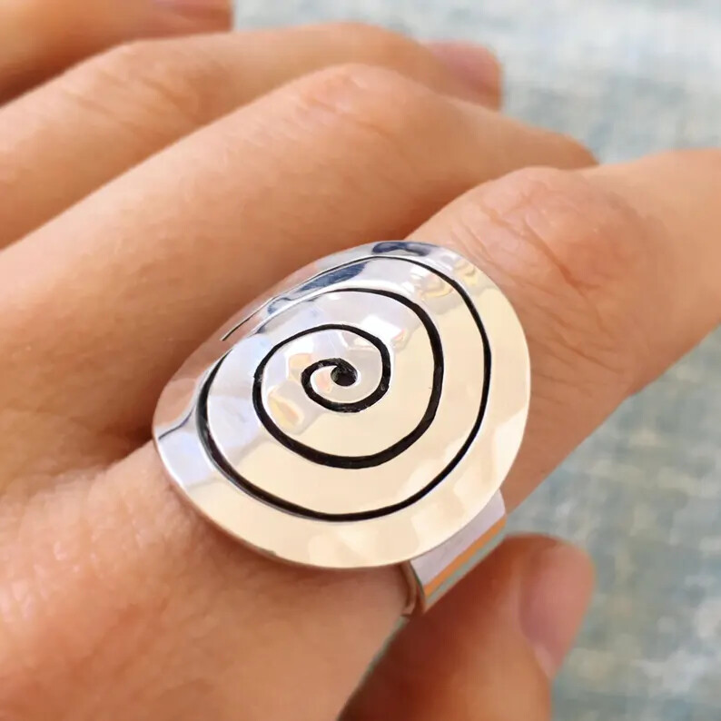 Spiral Ring 925 Sterling Silver Band& Statement Ring Handmade Ring All size