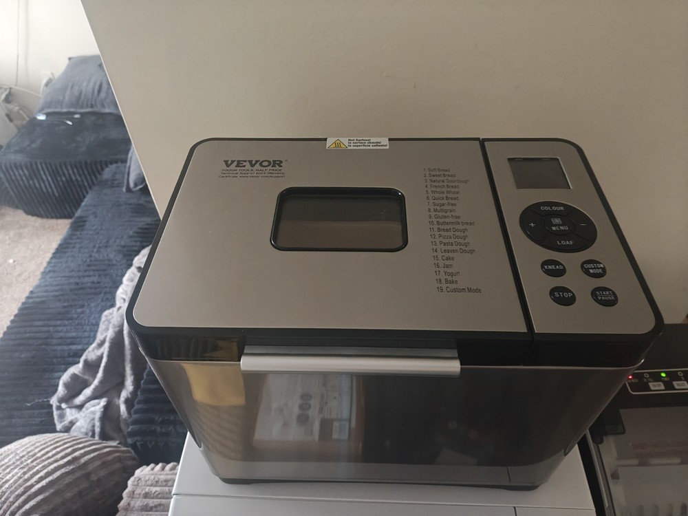 VEVOR Bread Machine Silver 19 Programs LCD Display Timer Crust Control