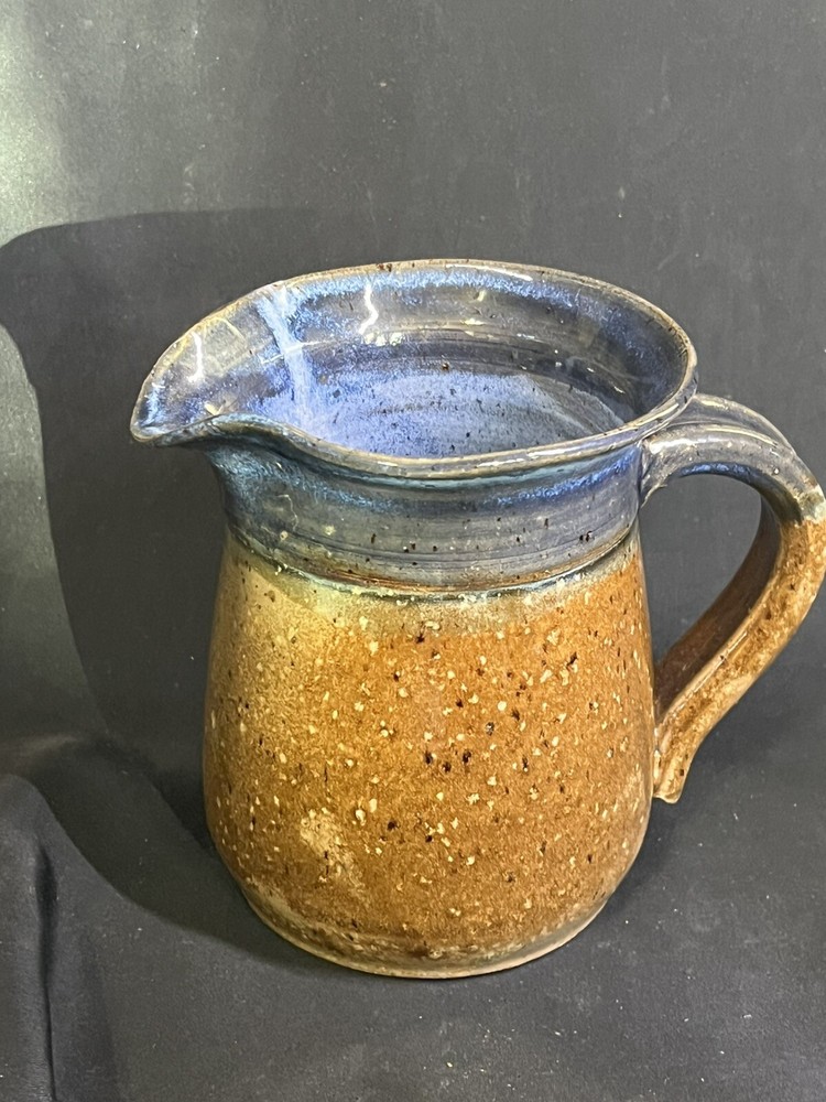 VINTAGE GLAZED STONEWARE POTTERY PITCHER 2014 ROY YODER 4.5”