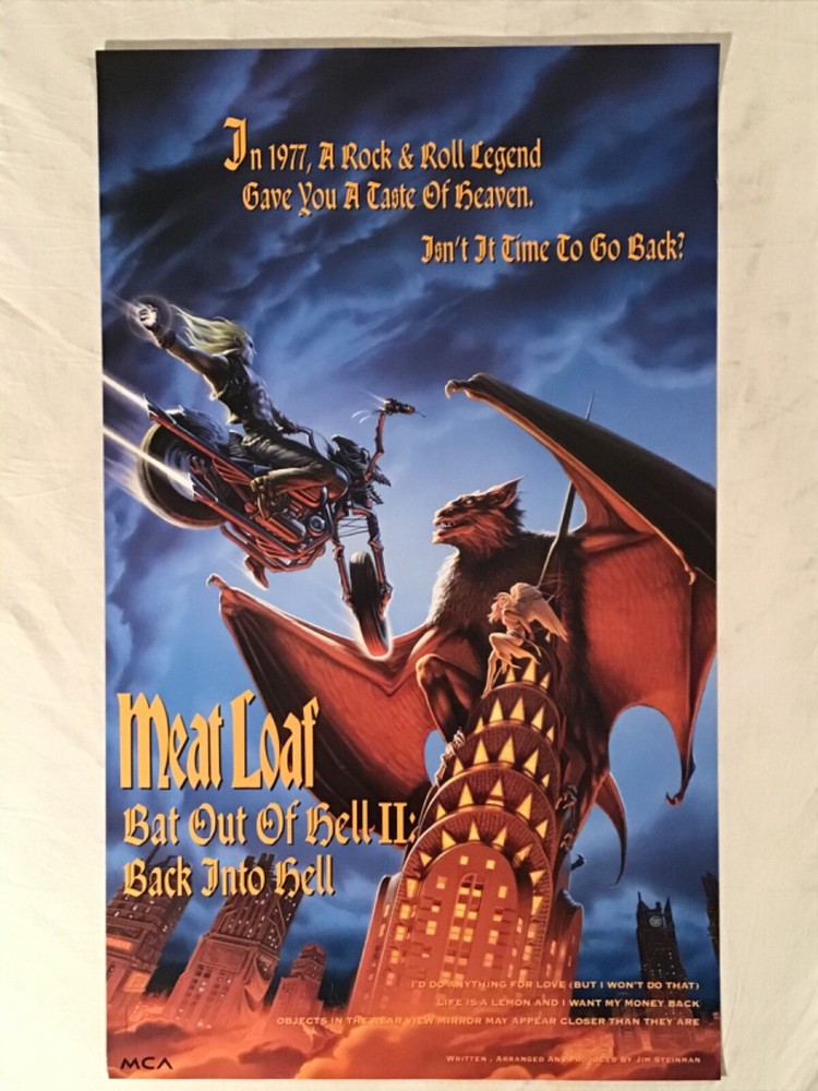 Meat Loaf 1993 Promo Poster Bat Out Of Hell II New Condition