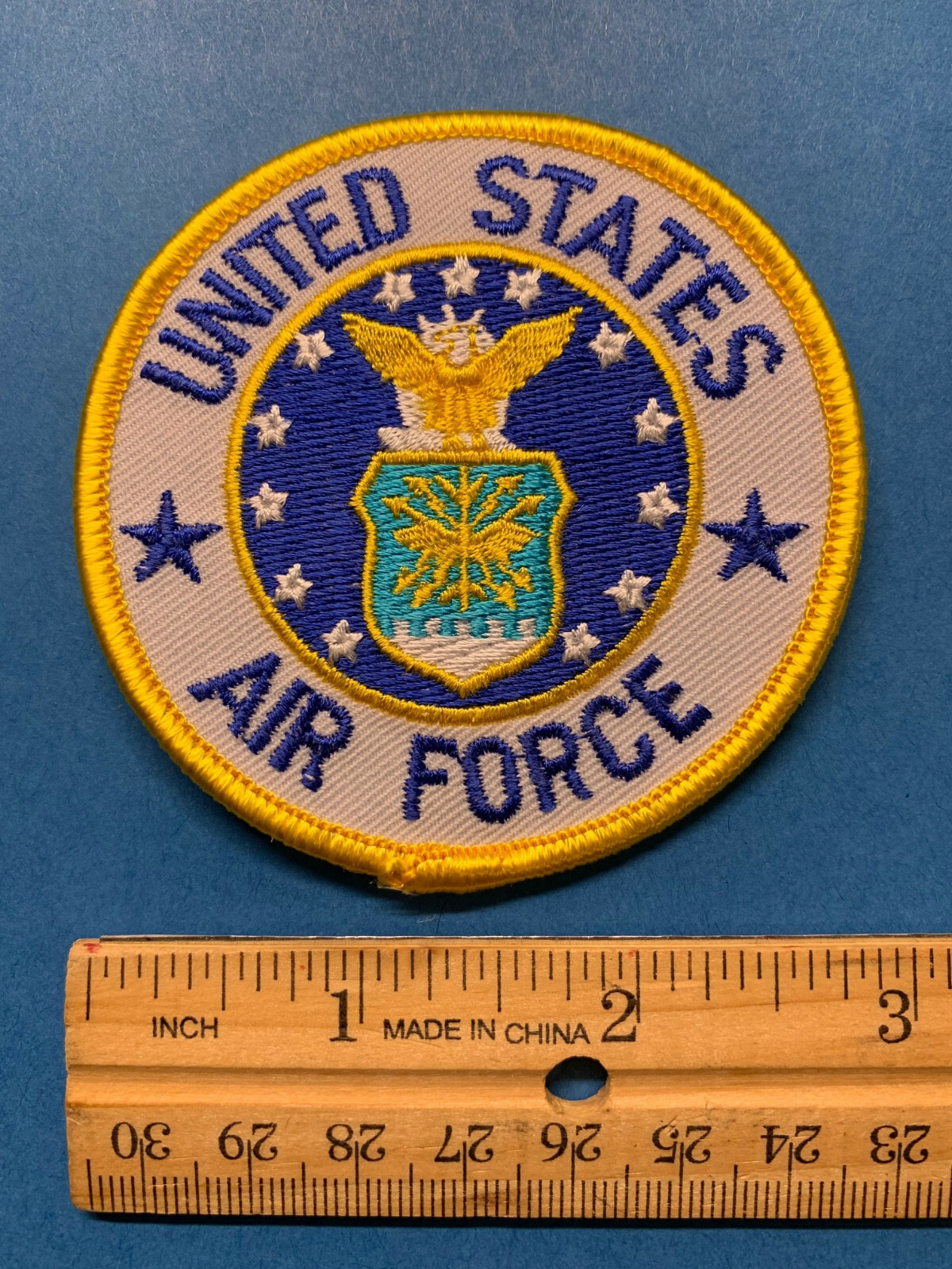 US AIR FORCE USAF EMBROIDERED PATCH IRON-ON SEW-ON 3" ROUND - HIGH QUALITY PATCH