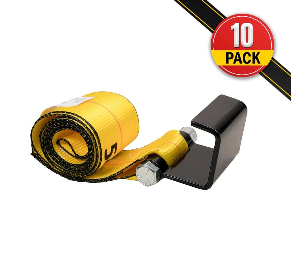 10 Pack 4"x5' Roll Off Container Winch Strap with Flat Hook 5400 # WLL Bolt-On