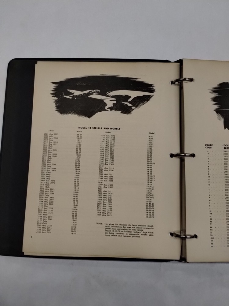 Lockheed Lodestar Model 18 Maintenance Parts Catalog-Original