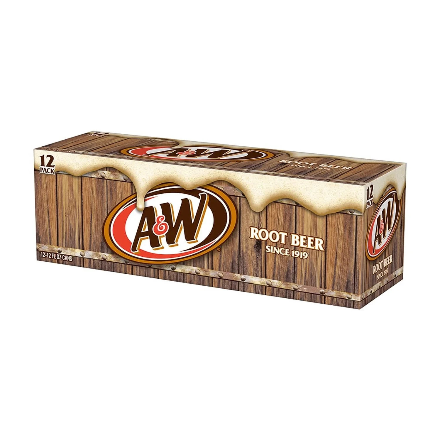 A&W Root Beer Soda Pop 12 fl oz 12-Pack Cans, Classic, Carbonated, Refreshing..