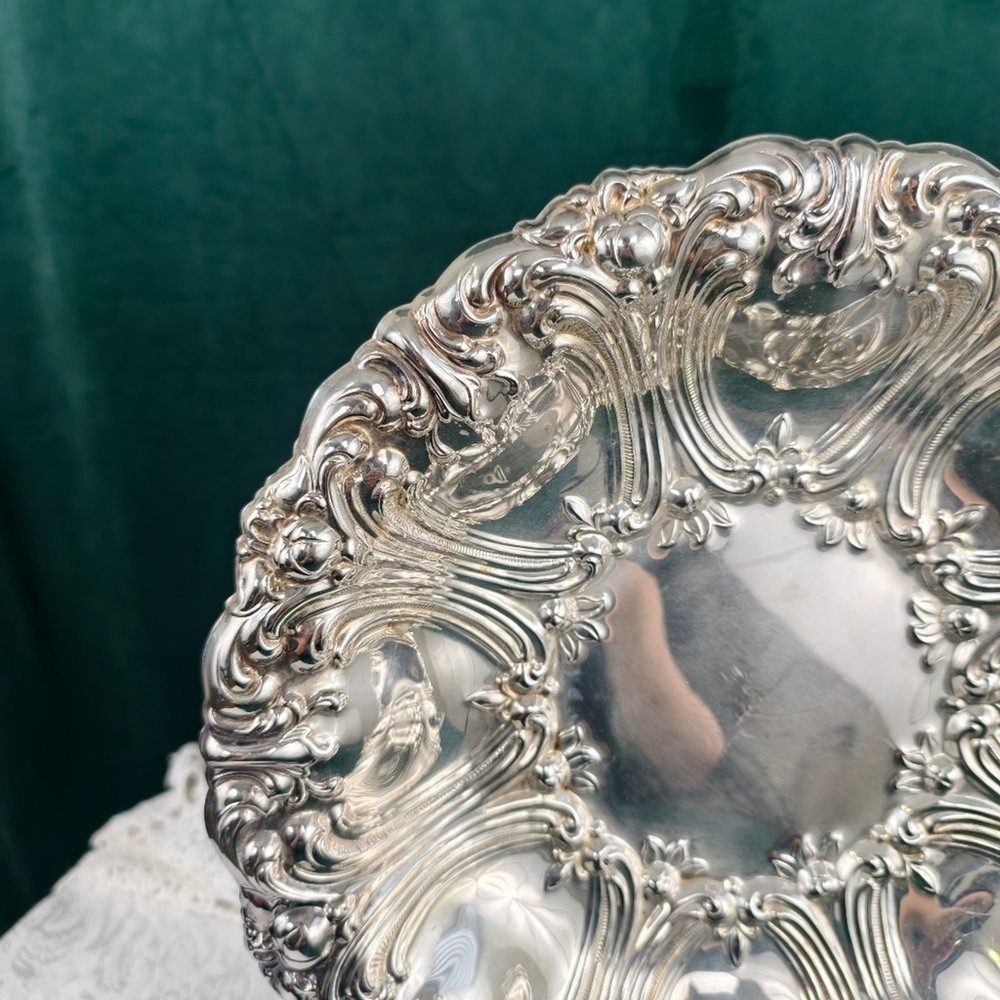 Vintage Silver Decorative Large Plate Bowl