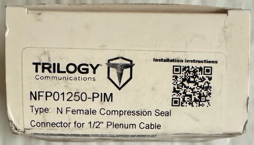 Trilogy NFP01250PIM N Female Compression Seal Connector 1/2' Plenum Cable
