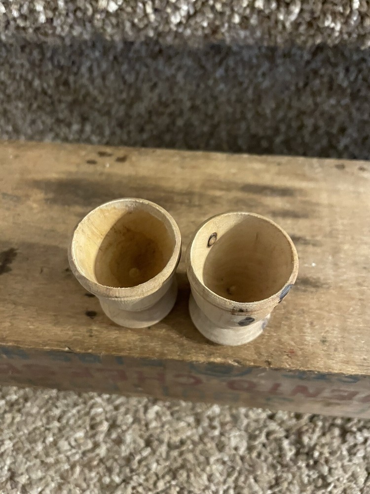 2 Vintage Wooden Communion Cups