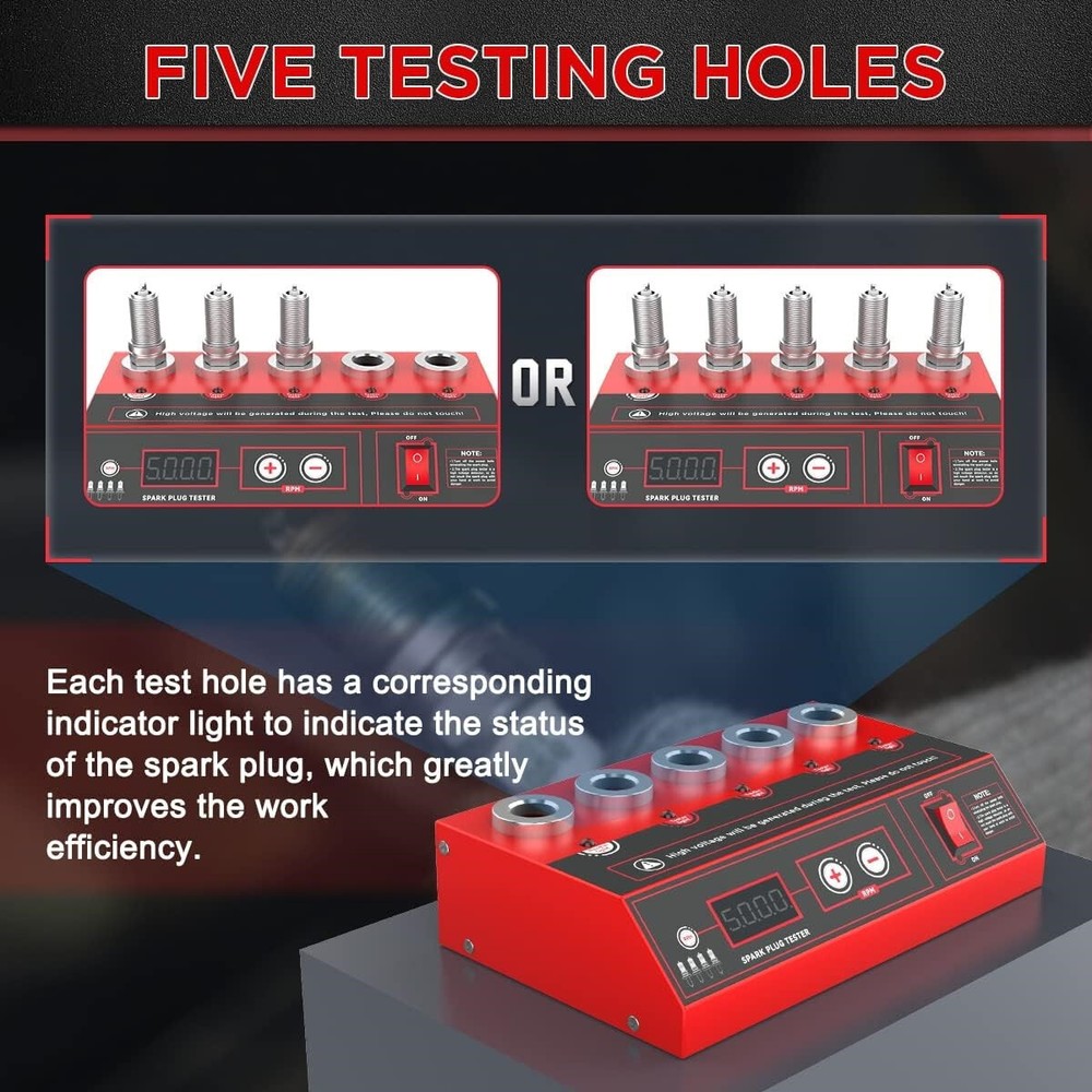 Spark Plug Tester Checker 12V Car Ignition Coil Analyzer Diagnostic Tool 5 Holes