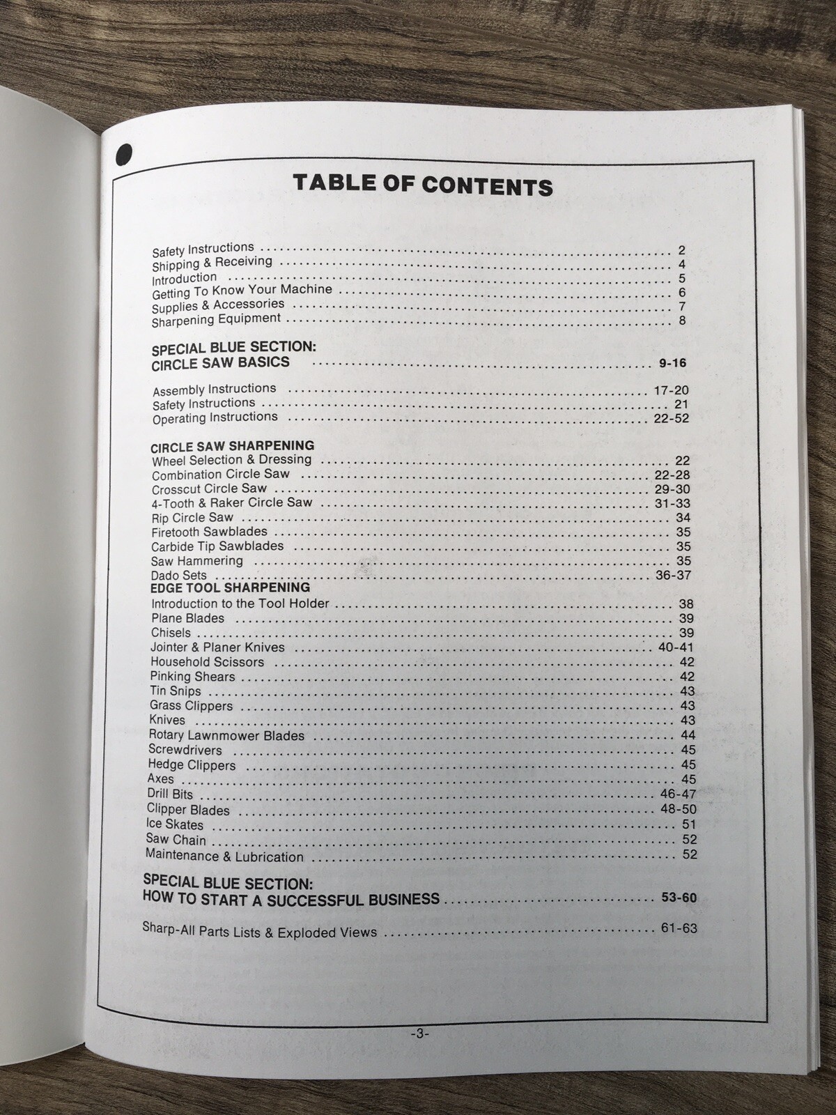 Foley Belsaw 1055 Sharp All Saw Tool Grinder Owner Operators Repair Parts Manual