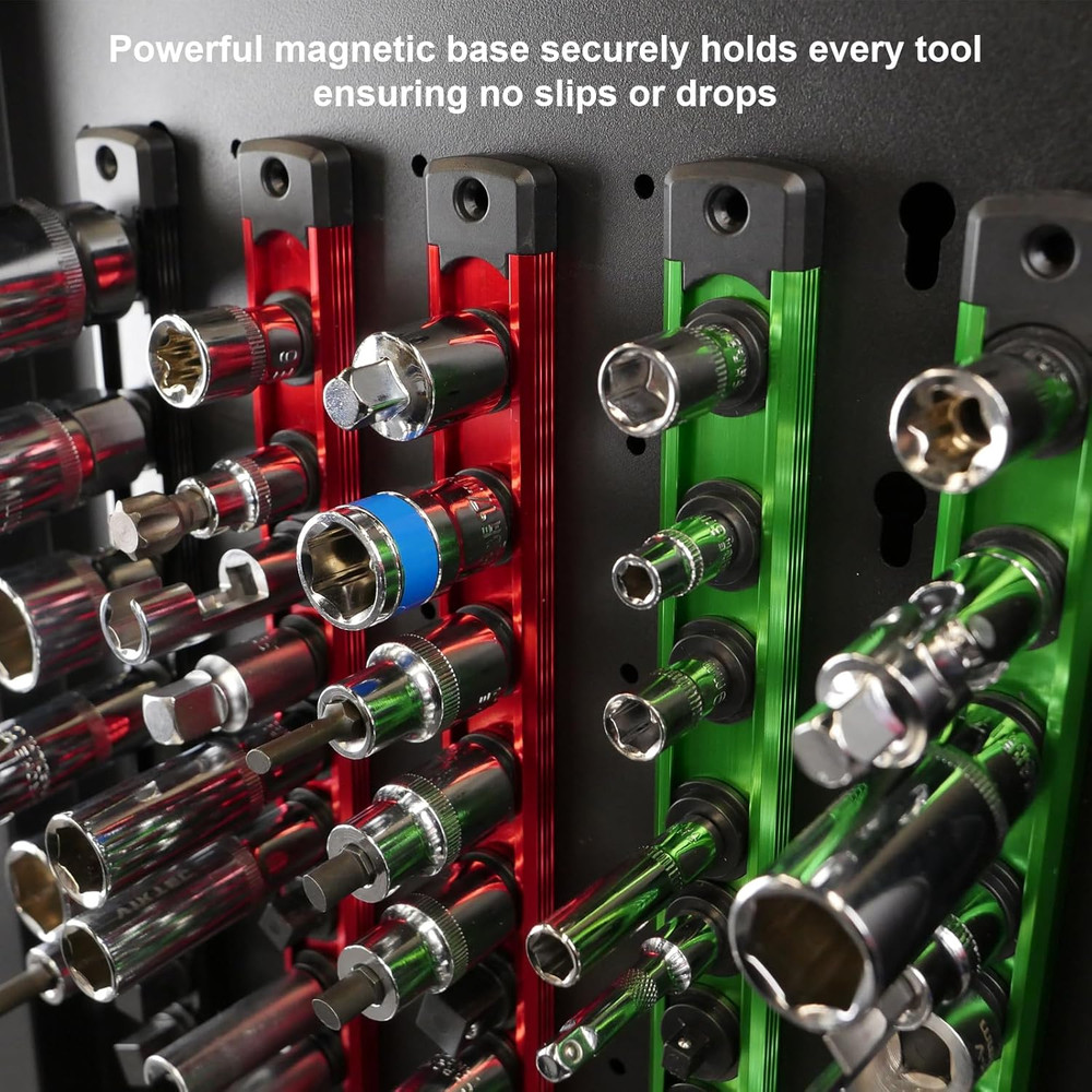 Magnetic Socket Holder Organizer Set:1/2-Inch Drive Socket Trays Socket, 360° Sw