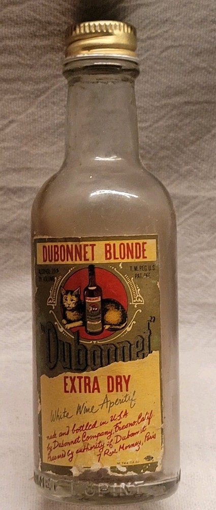 Miniature Dubonnet Blonde Extra Dry Original Label Empty