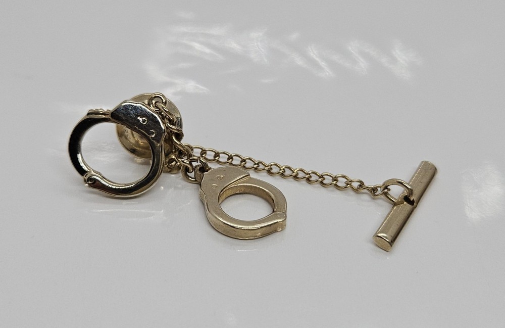 Hand Cuff Gold Tone Lapel Pin