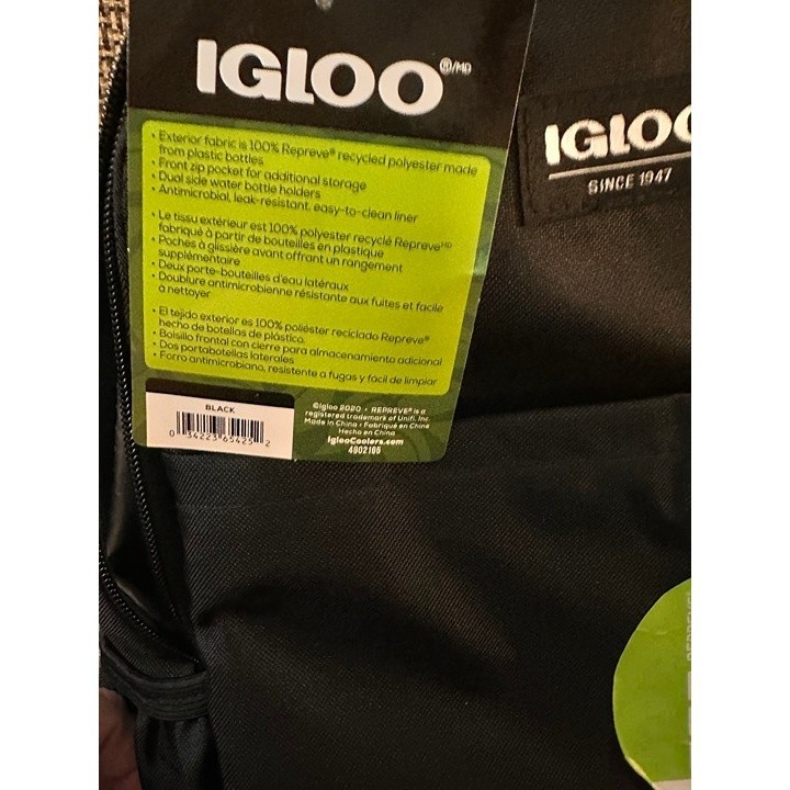 Igloo Repreve 24-Can Cooler Backpack Black Recycled Polyester 4902105