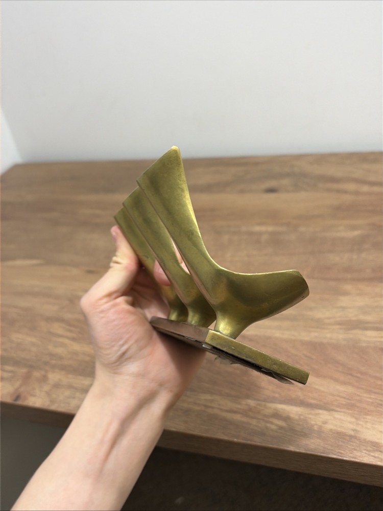 Vintage RARE Solid Brass Metal PIPE STAND Pug Stand Solid Brass Base USA Triple