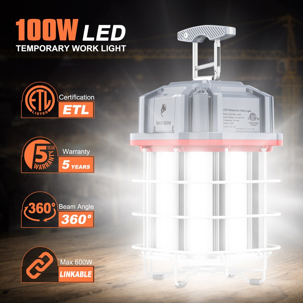 100W LED Temporary Work Light Linkable ETL Listed Construction Job Site Light