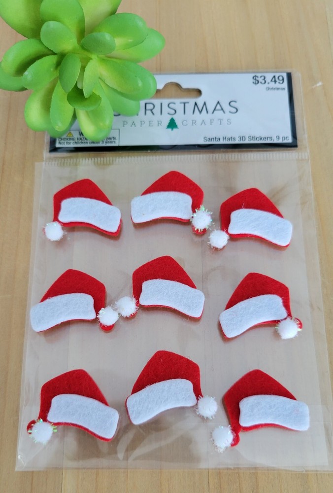 Santa Hat Christmas Stickers (9 piece) Scrapbooking Crafts