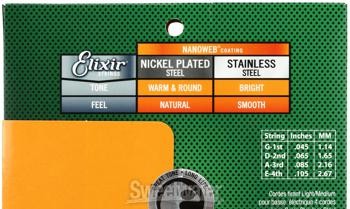 Elixir Strings 14677 Nanoweb Long-scale Electric Bass Strings - .045-.105