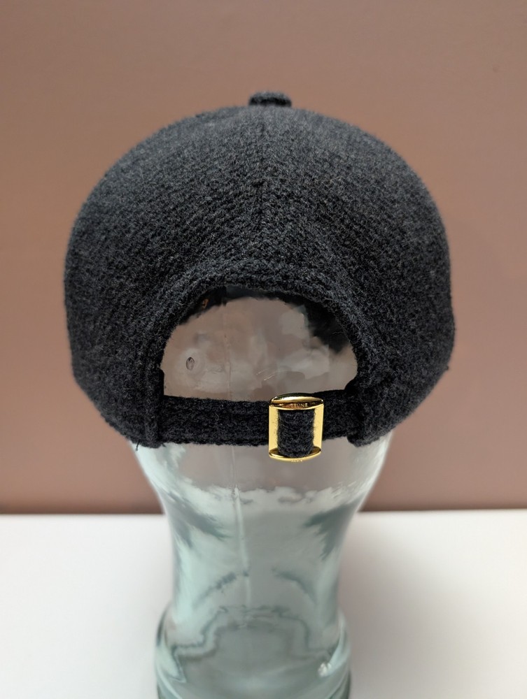 Celine Initial Baseball Cap In Wool Grey And Black - Size Small