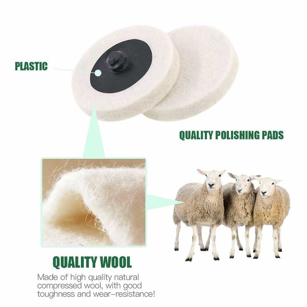16PC 3" Quick Change Felt Buffing Disc Roll Lock Type R Compressed Wool Wheel