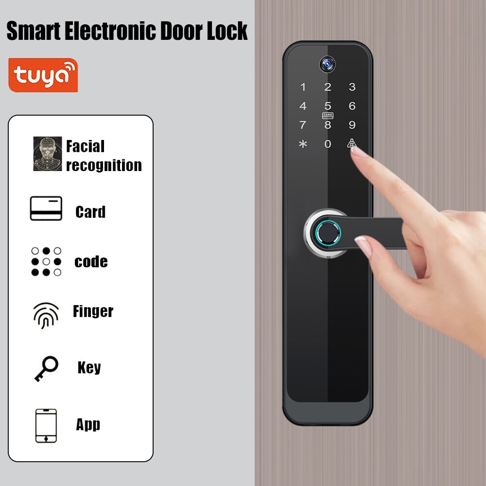 Face Recognition Tuya Wifi Smart Door Lock Visual Intercom Fingerprint