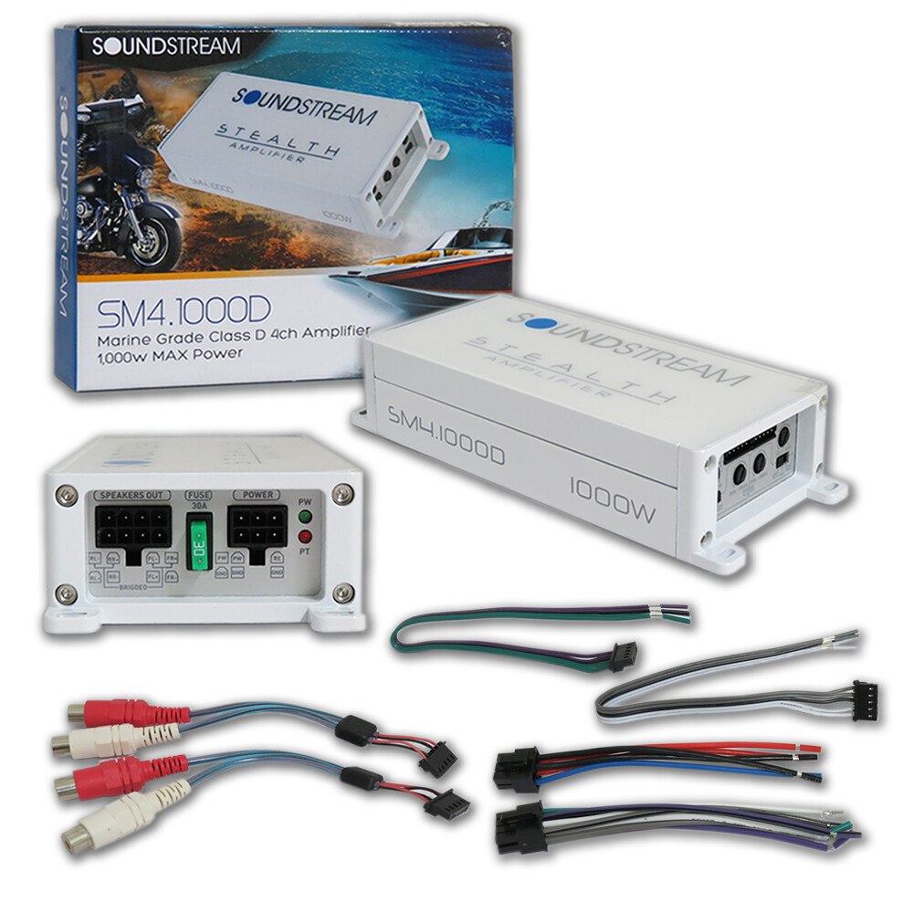 Soundstream SM4.1000D 4 Channel Motorcycle Marine Audio Amp Amplifier 1000 watts