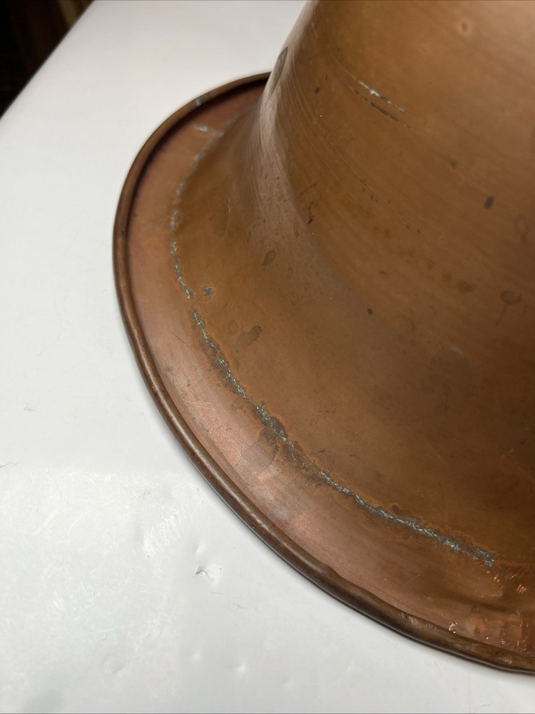 Primitive Copper Mixing Basin Rounded Base Rolled Rim Patina