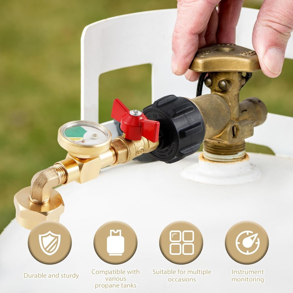 Propane Refill Adapter 20lb to 1lb, 90° Design, Quick & Smooth Refilling