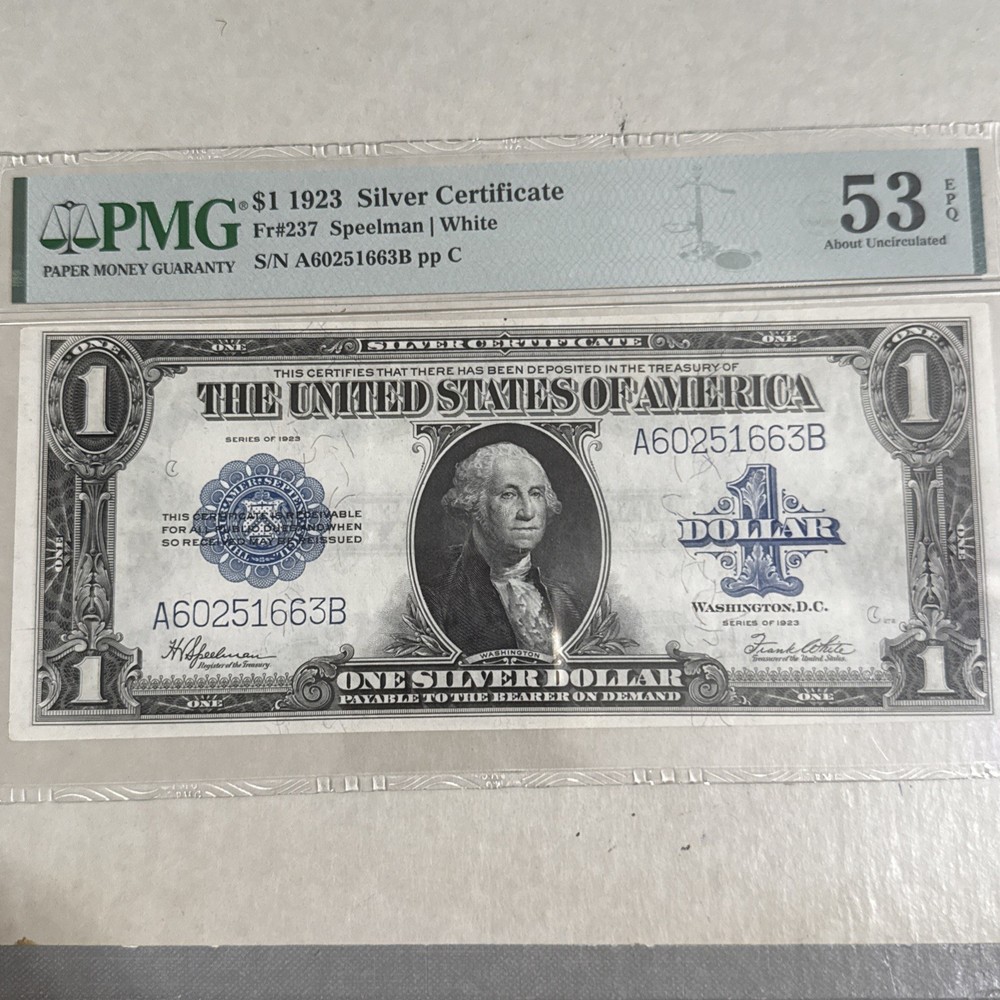 1923 $1 Silver Certificate PMG 53 FR-237 S/N A60251663B Large Bill