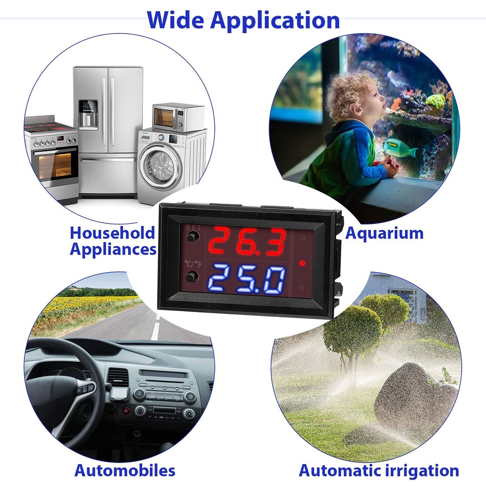 4 Pieces 12V Electronic Temperature Controller Programmable -50 to 110 Degree...