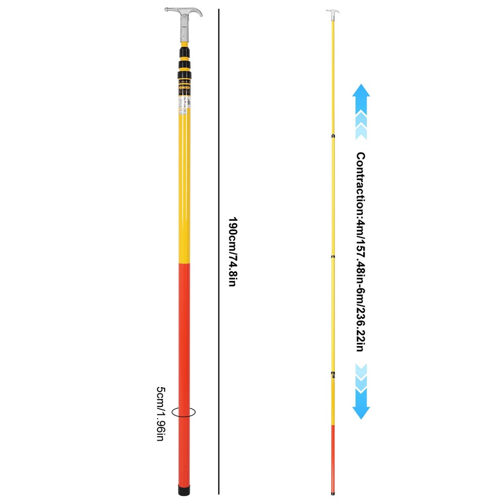 220KV 6m 4 Sections Electrical Hot Stick Telescopic Operation Pull Rod