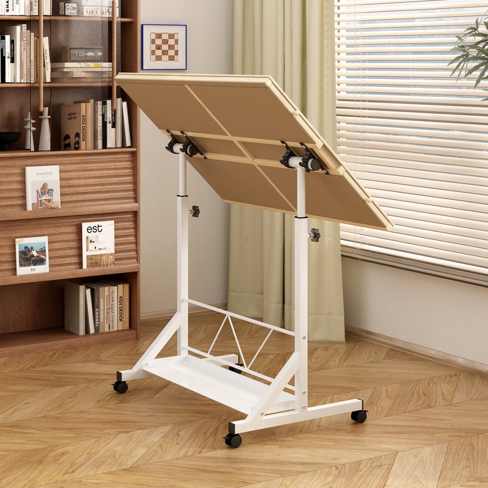 White 1500 Piece Puzzle Table Adjustable Tilting with Drawers & Wheels