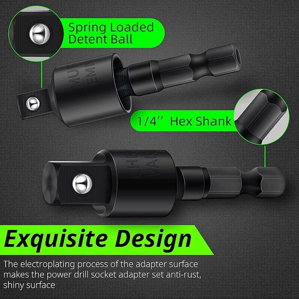 105° Right Angle Drill Adapter Set - 4-in-1 Socket Extensions for Tight Spaces