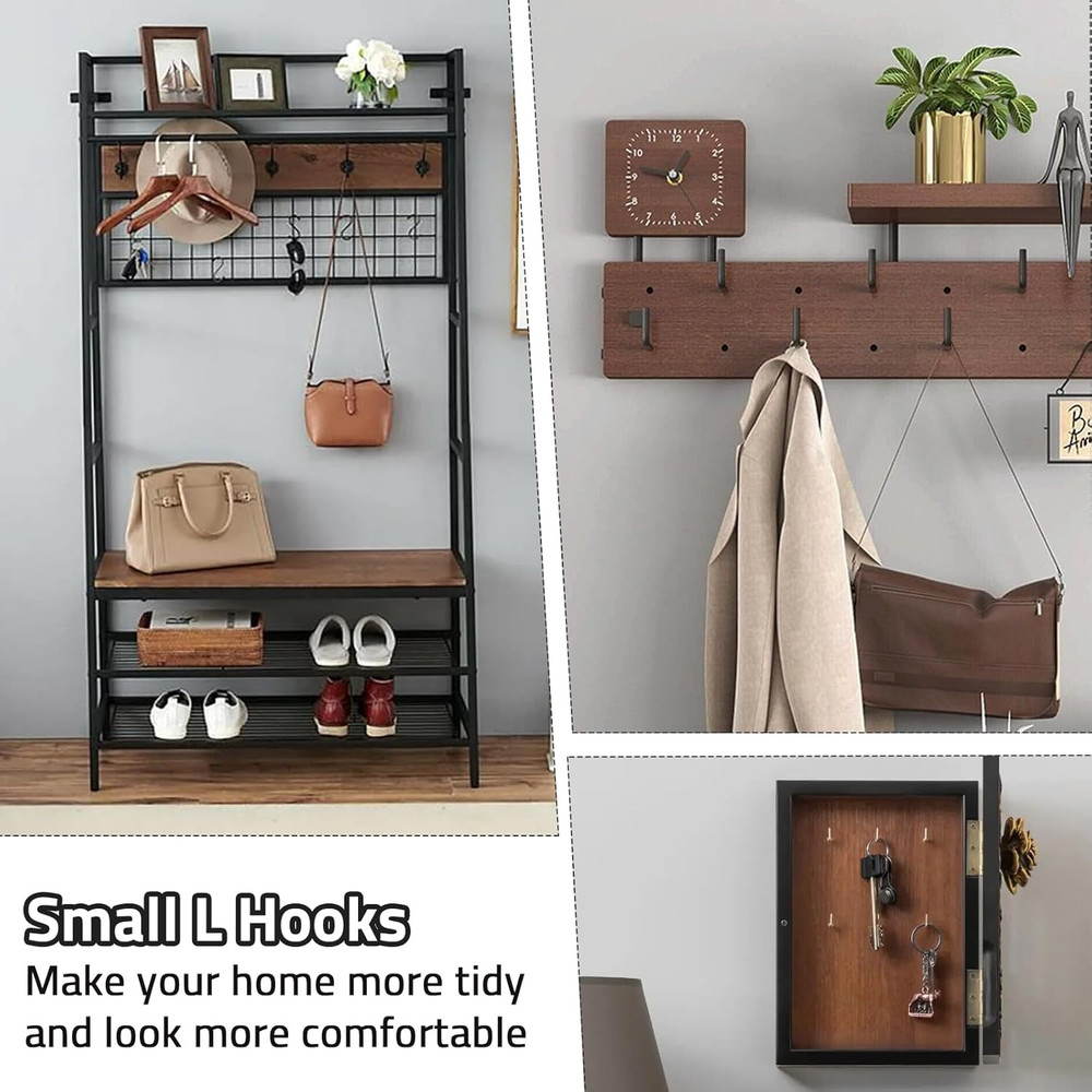 100 Pack 1/2" L Shaped Hooks, Silver Mini Self Tapping Screw Hooks for Hanging