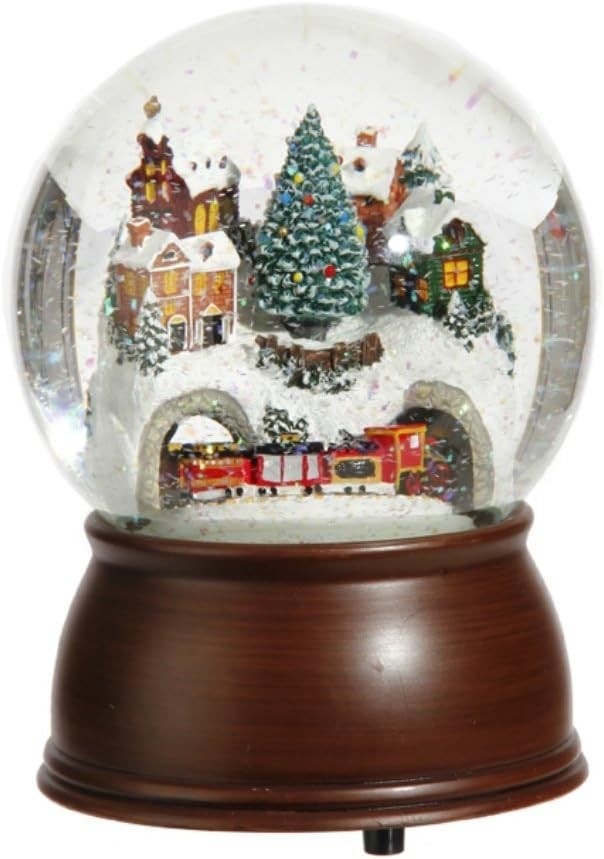 Colorful House & Train Water Globe