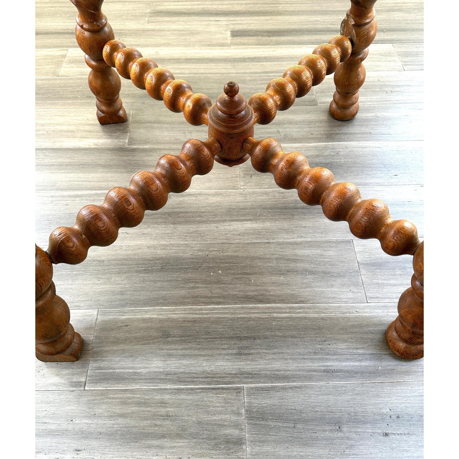 Vtg Oak Barley Twist Table Jacobean Revival Square End Table 29"x29" Solid Oak