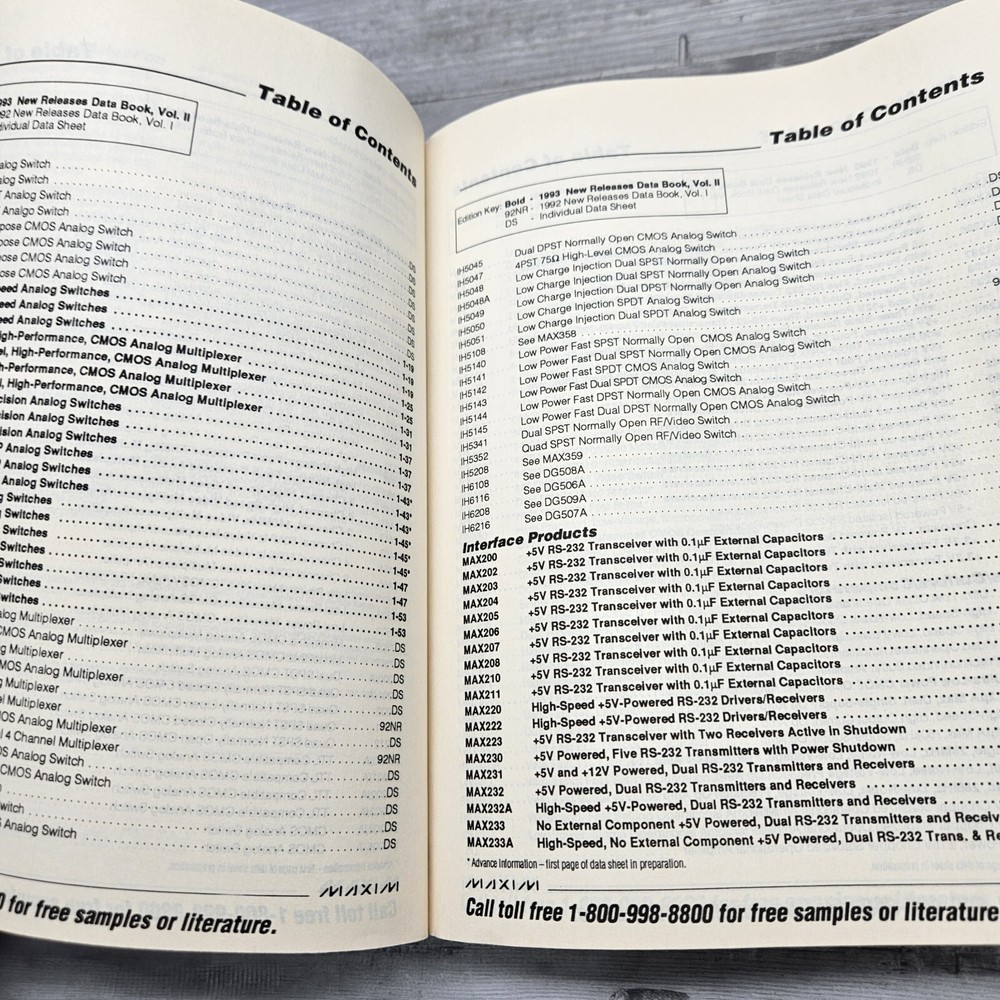 Maxim 1993 New Releases Data Book Vol II Data Sheets Paperback