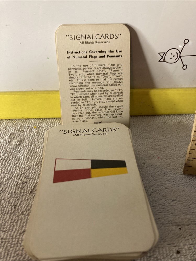 WWII US Navy Signal Cards Pennants Semaphore Morse Code Sunset Press San Diego