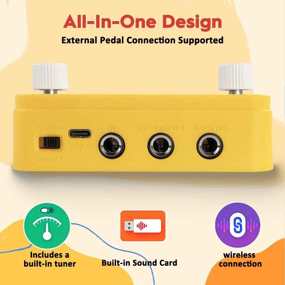 STRICH Pipe Tones Pocket Multi-Effects Processor with Foot Pedal (Orange)