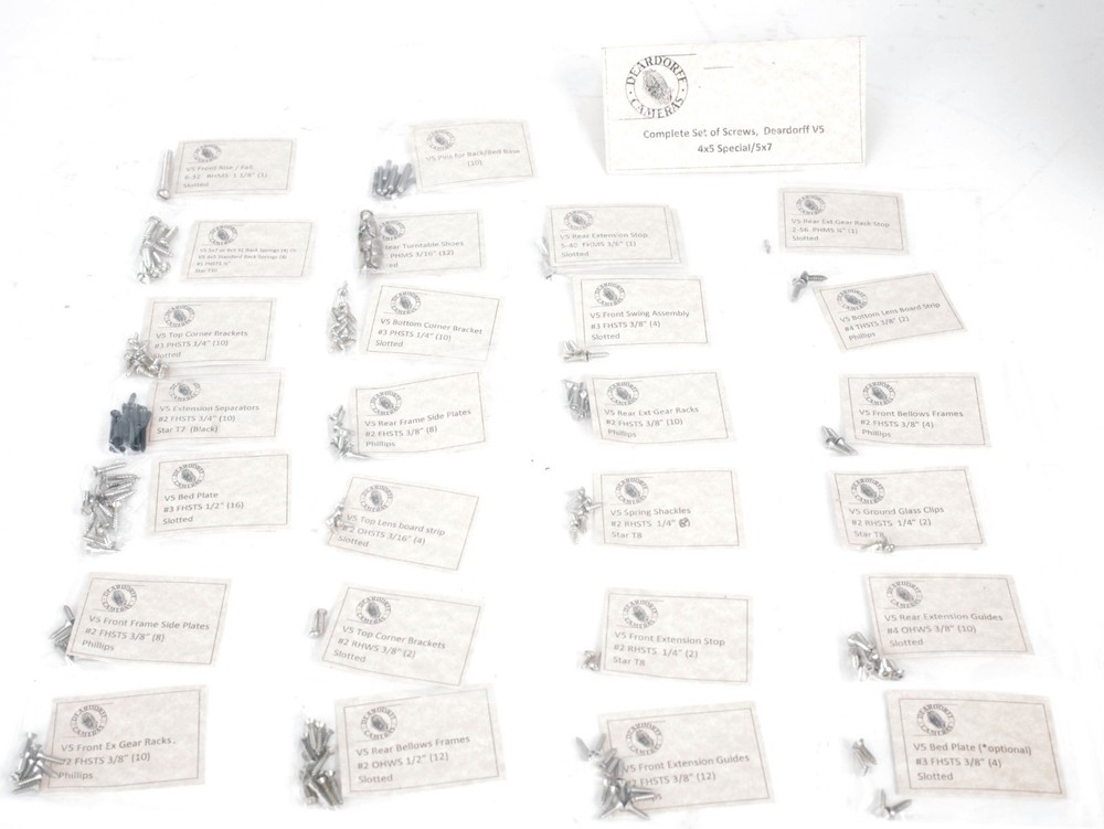 Deardorff V5 Complete Set of Screws
