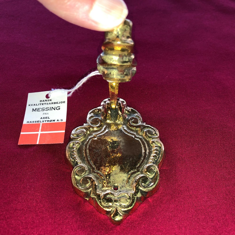 VTG Danish Solid Brass Door Knocker NOS Small ELEGANT SCROLL DESIGN DENMARK 4IN