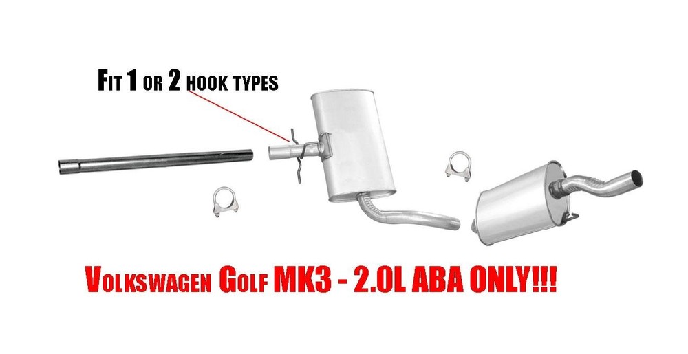 93-99 VW GOLF MK3 2.0L ABA Engine Code Front Pipe Middle Muffler and Rear Pipe