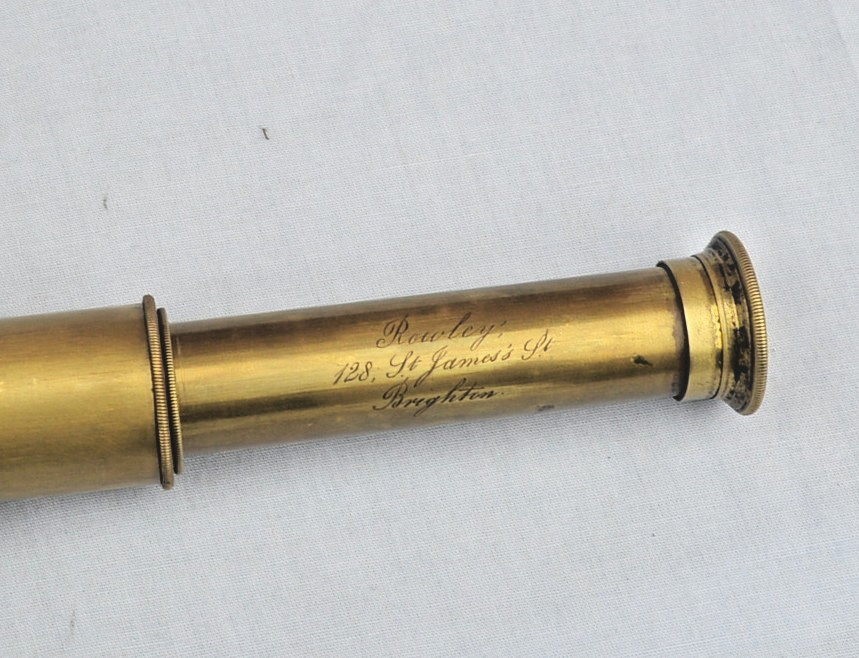 Three draw brass telescope - Rowley, Brighton.