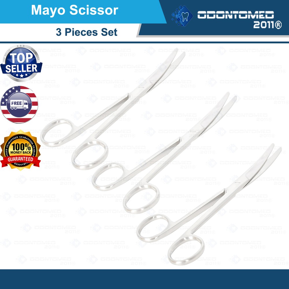 3 Surgical Operating Medical Mayo Scissors Curved 6.75" Blunt/Blunt Instruments