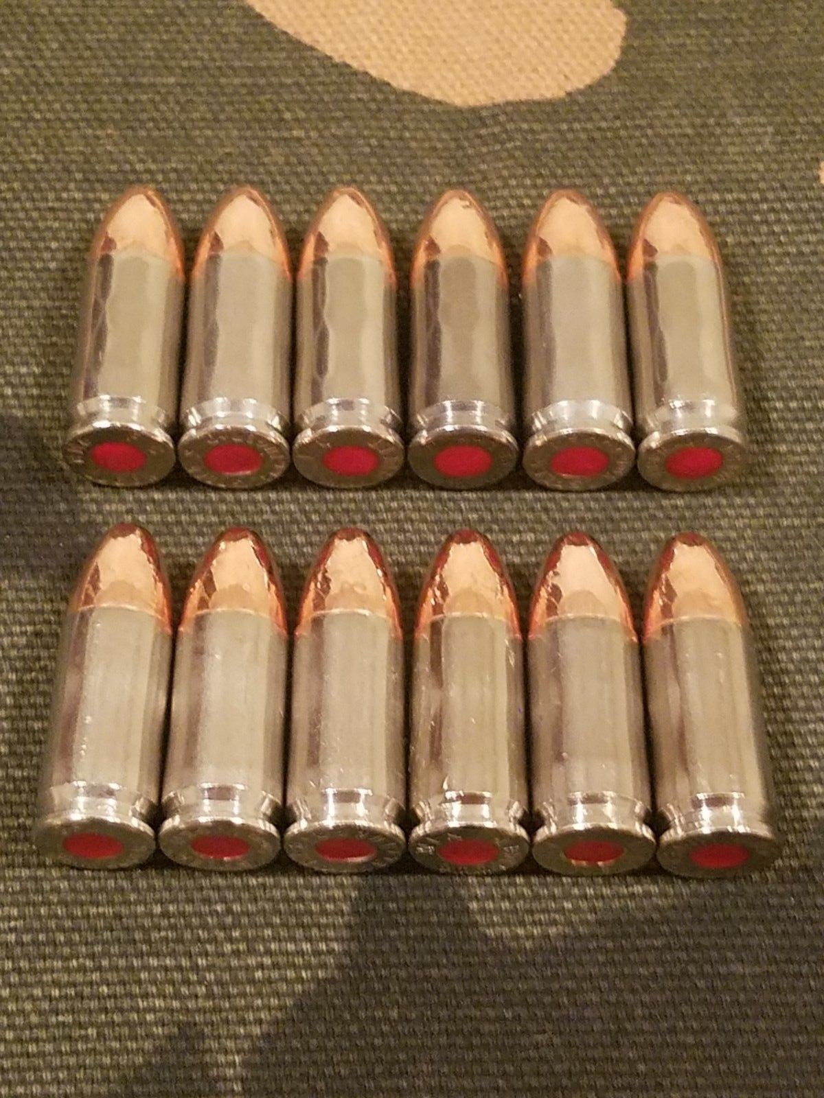 9MM LUGER SNAP CAPS  SET OF 12 (NICKEL) REAL 115GN WEIGHT!!!