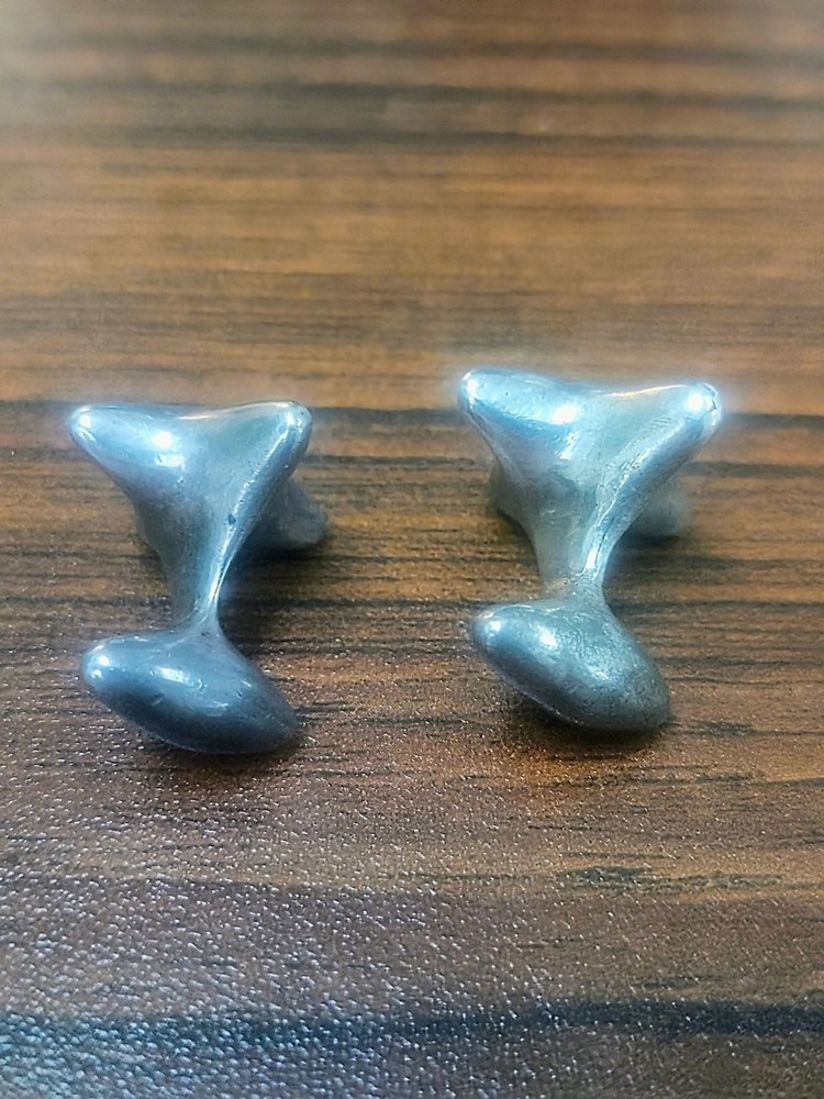 Vintage Asymmetrical Star Shaped Silver Tone Cufflinks
