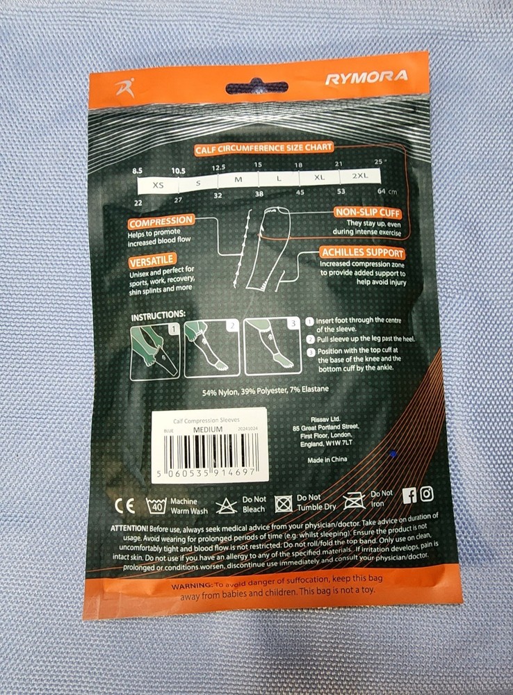 CALF COMPRESSION SLEEVES (BLUE Size MEDIUM)
