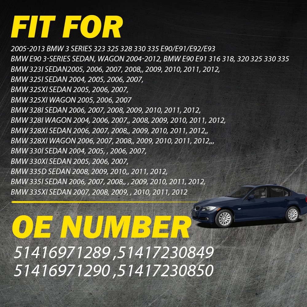 Passenger Side Inner & Outer Door Panel Handle Pull Trim Cover For BMW E90 328i