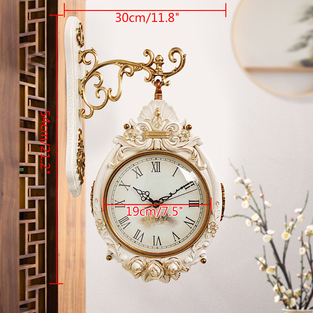 Double-Sided Wall Mounted Clock Accurate Pointer Clock Vintage Hanging Clock NEW